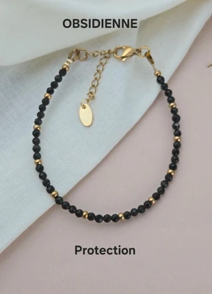 Bracelet en obsidienne noire - Protection - Pierre naturelle, marque: Obsidienne, état: Très bon état, 10,00 €, 11,20 € Protection acheteurs (Pro) incluse