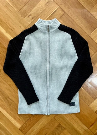 Gilet zip côtelé blanc et noir en acrylique - taille M, brand: Vintage Dressing, condition: Very good, size: M, €39.00, €41.65 includes Buyer Protection