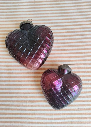 Prachtig! Set 2x grote kerstbal paars hart glas, merk: Vintage, staat: Heel goed, € 12,50, € 13,83 inclusief Kopersbescherming Pro