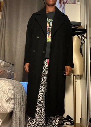 Manteau long noir en laine monki, marque: Monki, état: Très bon état, taille: S / 36 / 8, 60,00 €, 63,70 € Protection acheteurs incluse