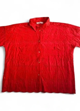 Chemise rouge ajourée Promod – Taille M/L – Broderie anglaise, brand: Promod, condition: Very good, size: M, €15.00, €16.45 includes Buyer Protection Pro