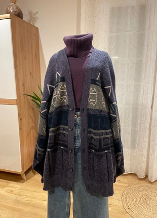 Gilet vintage en laine oversize motifs géométriques violet/gris/vert taille 42 loose, brand: Vintage Chic, condizioni: Ottime, taglia: XL / IT 46 / EU 42, €22.00, €23.80 include la Protezione acquisti