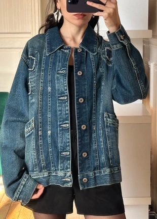 Veste bomber en jean à détails surpiqués, marque: Vintage Dressing, état: Très bon état, taille: M, 40,00 €, 42,70 € Protection acheteurs incluse
