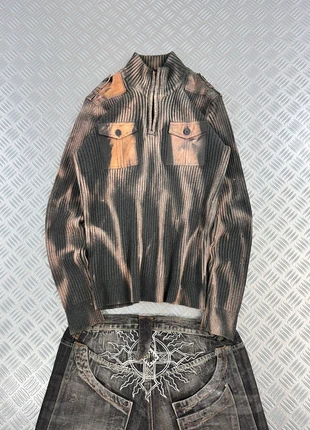 Asymmetrical mid zip knitted sweater vintage 00’s multipocket handmade fitted, marque: Affliction, état: Très bon état, taille: M, 49,99 €, 53,19 € Protection acheteurs incluse