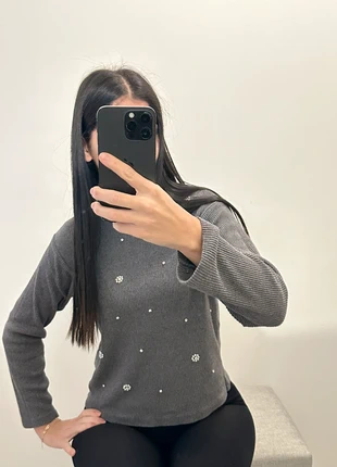 Zara - Pull gris perlé chic femme – Taille S / XS, brand: Zara, condition: Very good, size: 12 years / 152 cm, €10.00, €11.20 includes Buyer Protection