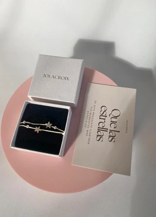 Pulsera plateada con estrellas y cierre corazón, merk: Jolacroix, staat: Nieuw met prijskaartje, € 13,00, € 14,35 inclusief Kopersbescherming