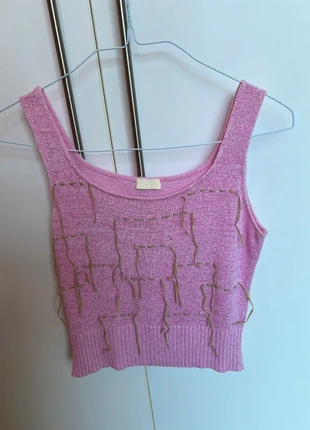Vintage pink vest top knitwear with woven tassels UK12, brand: Vintage Dressing, condition: Good, size: L / 12, £9.00, £10.15 includes Buyer Protection