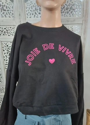 👚 Sweat Femme Marque Jubilé - Taille S/M, Noir et Rose Élégant 🌸🖤, marca: Jubilé, estado: Muito bom, tamanho: S / 36 / 8, €19.00, €20.65 inclui Proteção do Comprador Pro