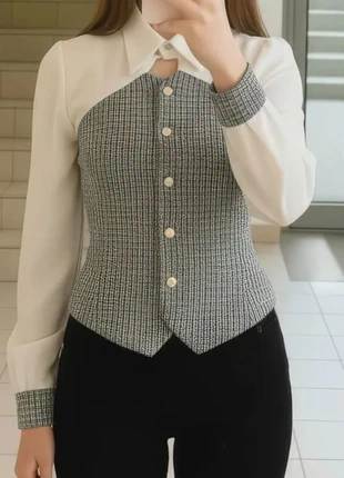 Chemisier bicolore élégant à boutons nacrés taille S, marca: Arliana & co, estado: Muy bueno, tamaño: S / 36 / 8, 33,30 €, 35,67 € Protección al comprador incluida