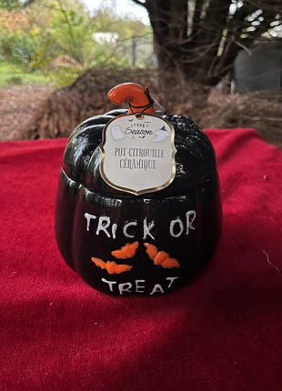 Pot citrouille en céramique Trick or Treat Bonbonnière hermétique déco Halloween, brand: cosy, condition: Very good, €19.00, €20.65 includes Buyer Protection