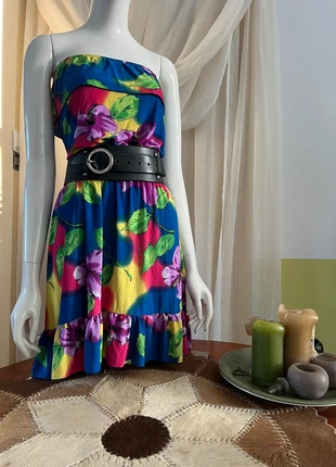 Floral multi color tube dress strapless, marca: merkloos, estado: Muito bom, tamanho: M / 38 / 10, €5.00, €5.95 inclui Proteção do Comprador