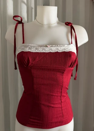 Top bordeaux bretelles ajustable bustier en dentelle avec fleur coquette S L, marque: COQUETTE, état: Très bon état, taille: Autre, 13,50 €, 14,88 € Protection acheteurs incluse