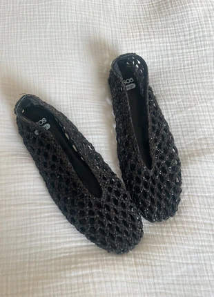 ASOS Linus clean ballets in black weave, brand: ASOS, condition: New with tags, size: 5, £20.00, £21.70 includes Buyer Protection