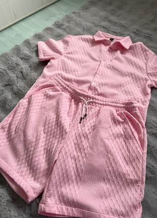 Ensemble rose texturé – polo + short coordonné,, marque: Tendance, état: Neuf sans étiquette, taille: XL, 12,00 €, 13,30 € Protection acheteurs incluse