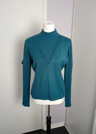 Pull Camaïeu bleu canard col montant en V – taille XL, marque: Camaïeu, état: Très bon état, taille: XL / 42 / 14, 9,00 €, 10,15 € Protection acheteurs incluse