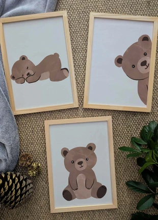 Lot de 3 affiches A4 décoration murale chambre enfant ourson en peluche, ambiance douce, marca: Fait Main, estado: Novo sem etiquetas, €20.00, €21.70 inclui Proteção do Comprador