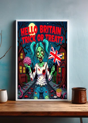 A4 250gsm Glossy Print – Hello Britain Trick or Treat Poster, brand: Art, condition: Very good, £5.00, £5.95 includes Buyer Protection Pro