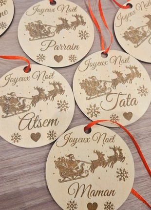 Boule de Noël en bois Gravée, estado: Muy bueno, 3,00 €, 3,85 € Protección al comprador incluida