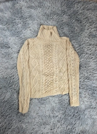 Pull col roulé vintage tricot main Italie 100% laine naturelle écru style Aran fisherman, marke: Vintage Dressing, zustand: Gut, größe: S / 36 / 8, 25,00 €, 26,95 € beinhaltet Vinted-Käuferschutz Pro