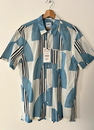 Chemise ZARA homme L relaxed fit - bleu et noir - neuve avec étiquette, merk: Zara, staat: Nieuw met prijskaartje, maat: L, € 10,00, € 11,20 inclusief Kopersbescherming