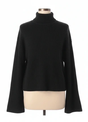 Pull Noir Chic Maille Côtelée | Col Montant Tendance | Manches Évasées Élégantes | Taille M.38, marke: Tendance, zustand: Sehr gut, größe: M / 38 / 10, 43,99 €, 46,89 € inklusive Vinted-Käuferschutz