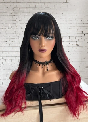 Perruque wig perrücke parruca longue noire et rouge ondulée avec frange vampire diable, marca: givenza, estado: Nuevo sin etiquetas, 20,00 €, 21,70 € Protección al comprador Pro incluida