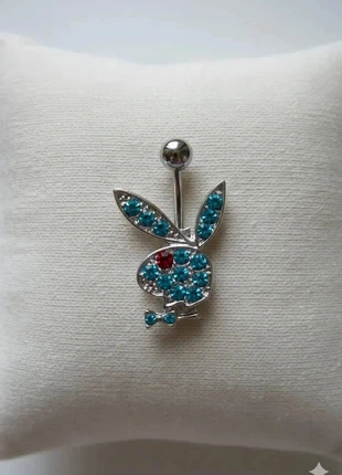 Piercing nombril Playboy lapin argenté cristaux bleus et rouge femme bijou brillant, brand: Playboy, condition: New with tags, €6.87, €7.91 includes Buyer Protection Pro