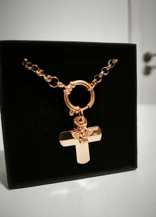 Colar Dourado em Aço Inoxidável com Cruz e Anjo, marque: Local, état: Neuf avec étiquette, 17,00 €, 18,55 € Protection acheteurs incluse