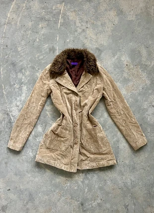 Suede faux fur collar y2k coat, marca: Vintage Dressing, estado: Muito bom, tamanho: S / 36 / 8, €29.95, €32.15 inclui Proteção do Comprador