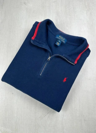 Pull col camionneur zippé Ralph Lauren bleu marine coton col rouge logo rouge brodé XL homme, marque: Ralph Lauren, état: Très bon état, taille: XL, 54,00 €, 57,40 € Protection acheteurs (Pro) incluse
