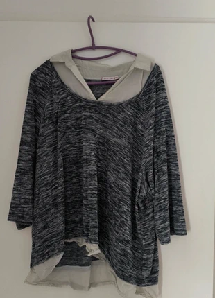 Pull chemise gris chiné taille 54/56 (003), marque: Pulp, état: Bon état, taille: 7XL / 54 / 26, 4,00 €, 4,90 € Protection acheteurs incluse