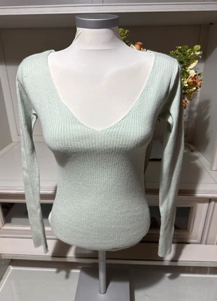 Eimy Istoire top acanalado verde menta escote en V – Talla F (S/M), marque: Local, état: Très bon état, taille: M / 38 / 10, 3,00 €, 3,85 € Protection acheteurs incluse