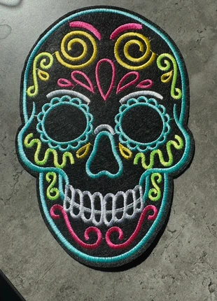 Teschio messicano ricamato termoadesivo grande applicazione patch, marque: Skull, état: Très bon état, 16,00 €, 17,50 € Protection acheteurs incluse