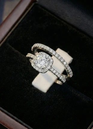 Bague Double / Parure Scintillante en Argent plaqué- T54 (Neuve), marque: Argent, état: Neuf avec étiquette, taille: 17,3 mm, 16,99 €, 18,54 € Protection acheteurs incluse