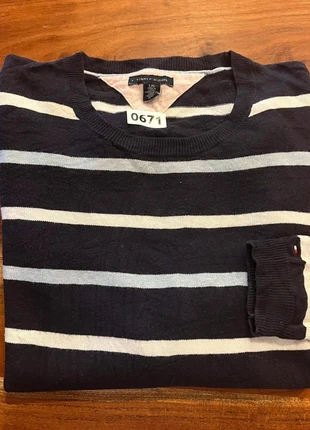 Pull Tommy Hilfiger Femme Col Rond Crewneck Marine Multicolore Leger Fin Manche Longue L, merk: Tommy Hilfiger, staat: Heel goed, maat: L / 40 / 12, € 8,60, € 9,73 inclusief Kopersbescherming Pro