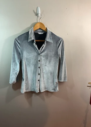 Vintage St Michael Grey/Silver Velvet feel shirt blouse Size 10, brand: St Michael, condition: Good, size: M / 10, £4.00, £4.90 includes Buyer Protection