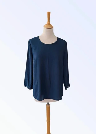 👜 Haut bleu marine chic T38 – manches 3/4 & boutons dorés 🪭, marque: Camaïeu, état: Très bon état, taille: M / 38 / 10, 6,99 €, 8,04 € Protection acheteurs incluse