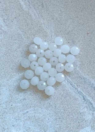 Perles rondelles à facettes blanches en verre - 6x4 mm - PBLC3-10, staat: Nieuw met prijskaartje, € 2,30, € 3,12 inclusief Kopersbescherming Pro