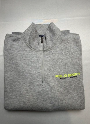 Sweat Polo Sport Ralph Lauren Gris - Col Zippé 1/4 - Logo Jaune Fluo, merk: Ralph Lauren, staat: Heel goed, maat: XL, € 30,00, € 32,20 inclusief Kopersbescherming