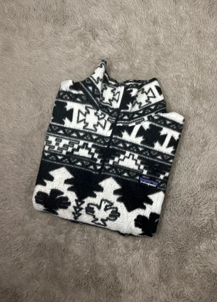 Polaire Patagonia "Crazy Fleece" (1/4Zip) taille couleur Noir et Blanc à Motifs Ethniques, marque: Patagonia, état: Très bon état, taille: XL, 100,00 €, 105,70 € Protection acheteurs incluse