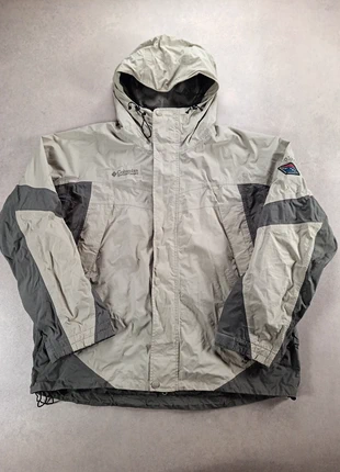 Manteau Imperméable à capuche vintage y2k 90s Columbia Omni-tech | beige/gris | taille XL pour homme, merk: Columbia, staat: Heel goed, maat: XL, € 27,90, € 30,00 inclusief Kopersbescherming Pro