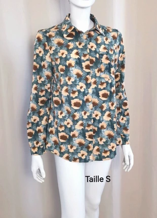 Chemise It Hippie bleu-gris à motif beige marron Taille S, brand: it Hippie, condition: Very good, size: S / 36 / 8, €6.50, €7.53 includes Buyer Protection Pro