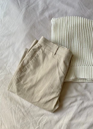 Pantalon coupe droite de costume beige a rayures blanche tailleur, brand: ASOS, condition: Good, size: W30, €5.00, €5.95 includes Buyer Protection