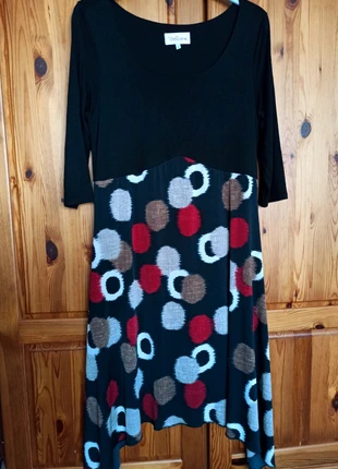 Toscane Robe midi mi-longue noire rouge à motif manches 3/4 col rond, brand: Toscane, condizioni: Ottime, taglia: XXL / IT 48 / EU 44, €10.00, €11.20 include la Protezione acquisti