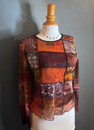 🧡🌸 Top vintage coloré en tulle, brand: Vintage Dressing, condizioni: Ottime, taglia: L / IT 44 / EU 40, €12.00, €13.30 include la Protezione acquisti