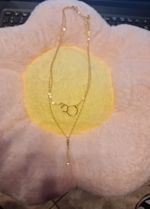 Collier double chaîne – cercle et barre dorés, marque: PAS, état: Neuf sans étiquette, 2,10 €, 2,91 € Protection acheteurs incluse