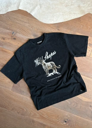 Pull & Bear Distressed Oversized Grey Acid Wash T-Shirt – Leopard Graphic Print, brand: Pull & Bear, condition: New with tags, size: L, £9.00, £10.15 includes Buyer Protection