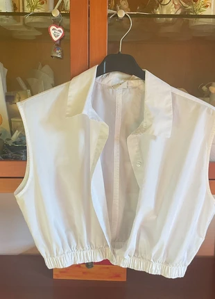 Blouse crop bianca senza maniche, marque: Piazza Italia, état: Très bon état, taille: S / 36 / 8, 4,50 €, 5,43 € Protection acheteurs incluse