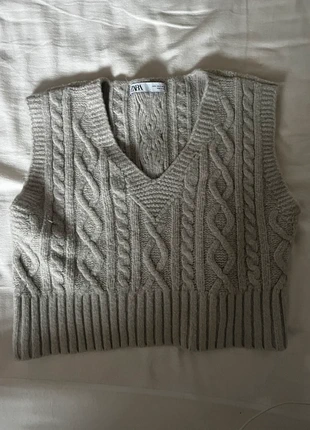 Pull sans manches Zara gris – Maille torsadée – Col V - Taille S/36, brand: Zara, condition: Very good, size: S / 36 / 8, €7.00, €8.05 includes Buyer Protection