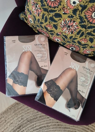 Sisi lot de deux paires de bas autofixant large dentelle - Taille XS, brand: SiSi, condizioni: Ottime, taglia: XS / IT 38 / EU 34, €6.00, €7.00 include la Protezione acquisti Pro